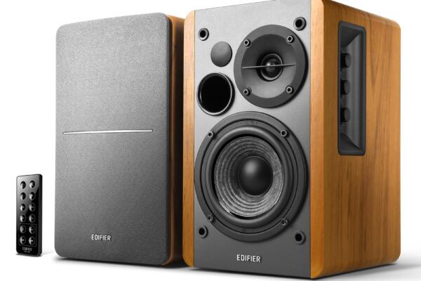 Edifier R1280DB Powered Bluetooth Bookshelf Speakers - Optical Input - Wireless Studio Monitors - 4 Inch Near Field Speaker - 42w RMS - Wood Grain