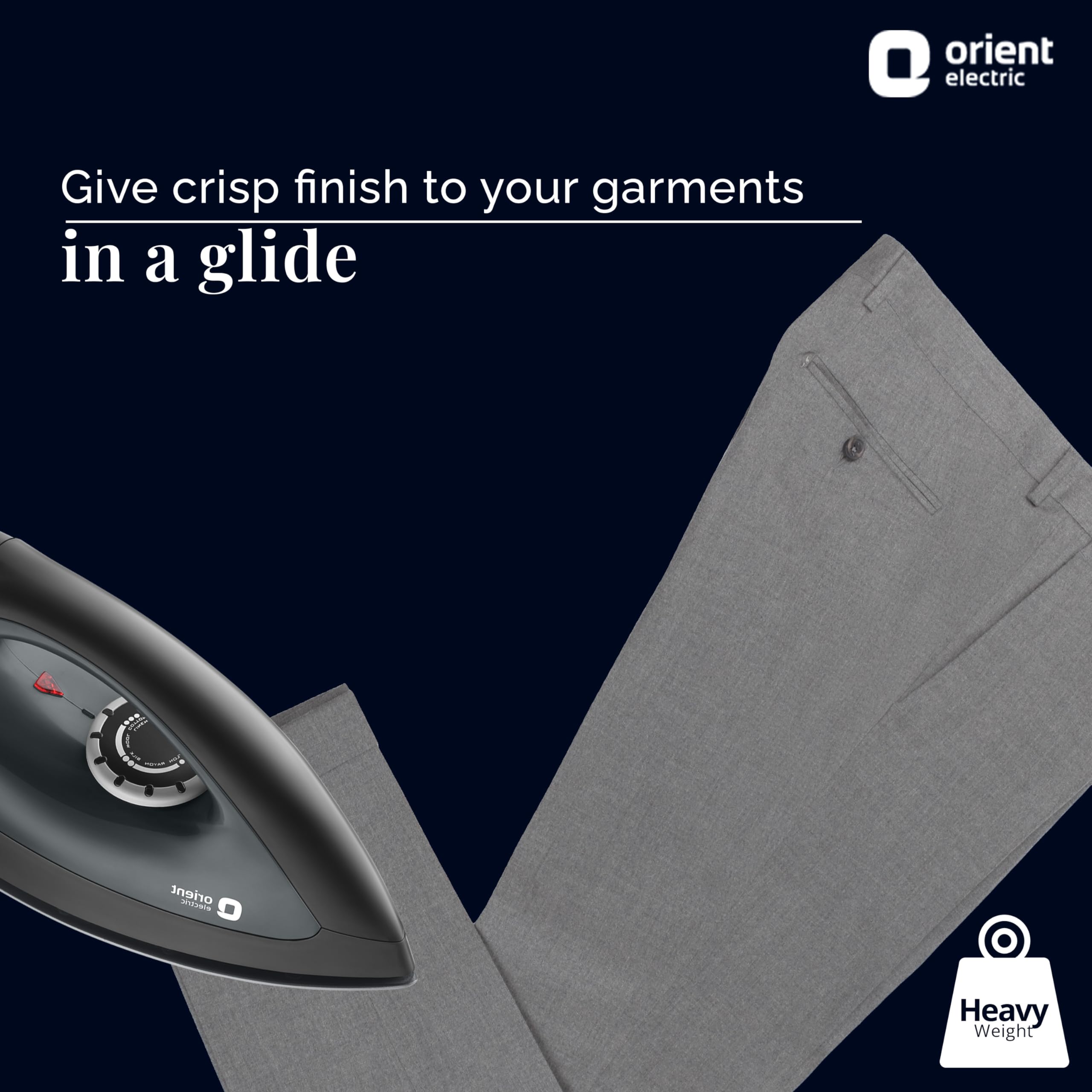 Orient electric Gusto Heavy Weight Iron for Clothes | 1100 Power | Cool Touch Plastic Body | with Wielburger Non-Stick Coating| 2 Years Replacement Warranty - Image 8