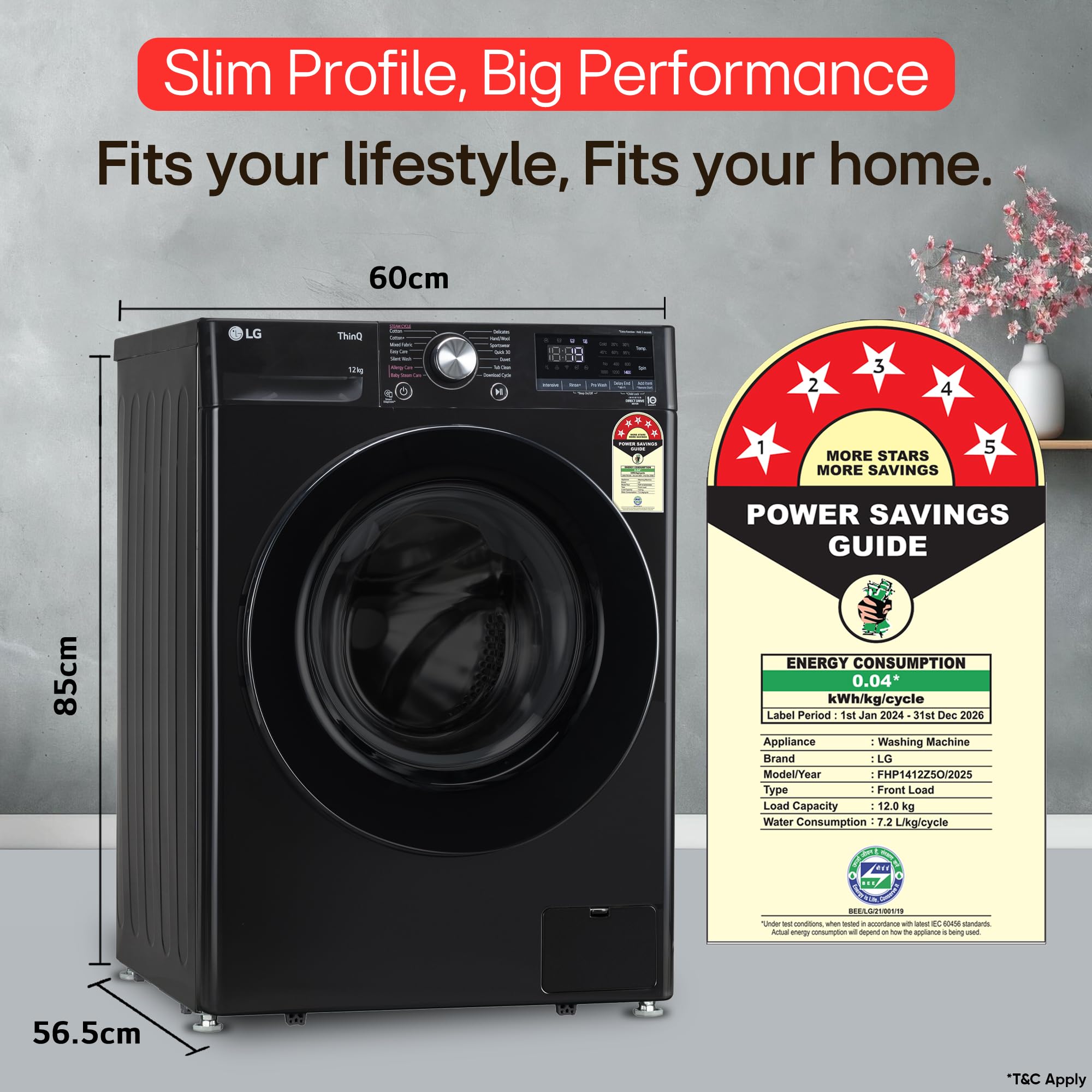 LG 12 Kg, 5 Star, AI Direct Drive Technology, Wi-Fi, Steam Fully Automatic Front Load Washing Machine (FHP1412Z5O, Intelligent & Convenient Fabric Care, Allergy Care, Remote Control, Onyx Black) - Image 14