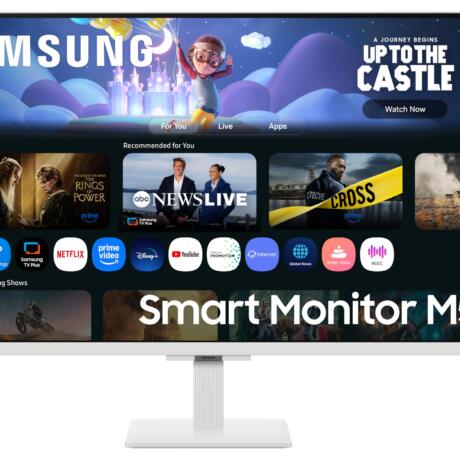 Samsung 32" (80cm) M5 Smart Monitor with Smart TV Experience|FHD 1920 x 1080|Screen Mirroring TV Plus|Speakers|Adaptive Sound|Wi-Fi|HDMI|Bluetooth|LS32FM501EWXXL|White