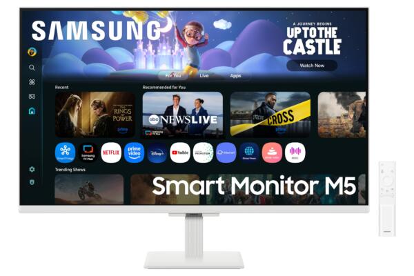 Samsung 32" (80cm) M5 Smart Monitor with Smart TV Experience|FHD 1920 x 1080|Screen Mirroring TV Plus|Speakers|Adaptive Sound|Wi-Fi|HDMI|Bluetooth|LS32FM501EWXXL|White