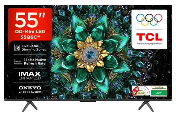 TCL 139 cm (55 inches) 4K UHD Smart QD-Mini LED Google TV 55Q6C
