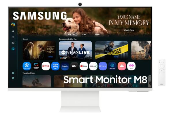 Samsung 32" (80 cm) 4K M8 Vision AI Smart Monitor|UHD 3840 x 2160|Smart TV Experience with AI|Slimfit Camera|Type-C|Apple AirPlay|Gaming Bar|Remote|Speakers|Wi-Fi|Bluetooth|LS32FM801UWXXL|White