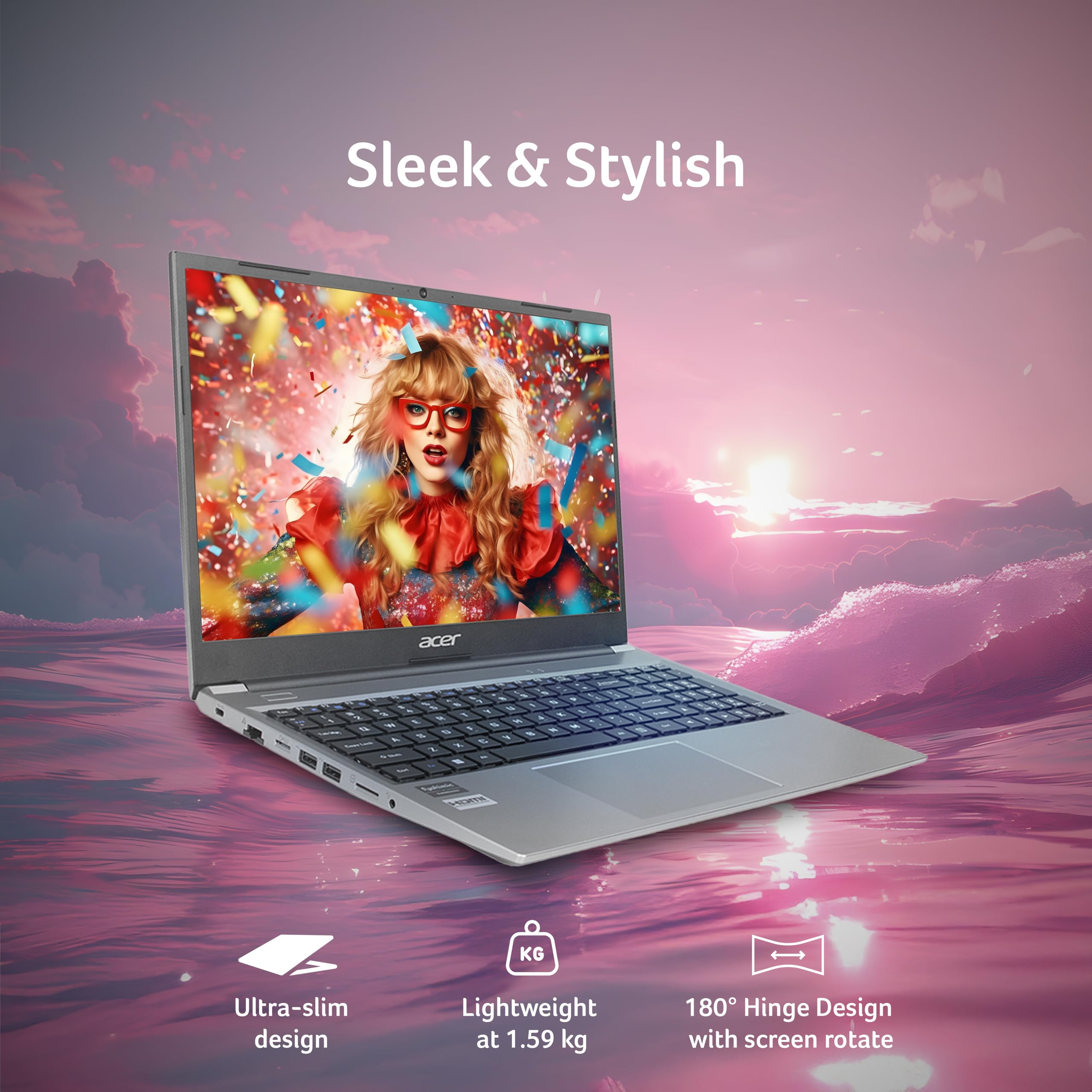 Acer Aspire Lite, Intel Core i5 13th Gen - 1334U, 16GB RAM, 512GB SSD, Full HD 15.6"/39.62 cm, Windows 11 Home, MS Office, Steel Gray, 1.59 KG, AL15-53, Metal Body, Thin and Light Premium Laptop - Image 4