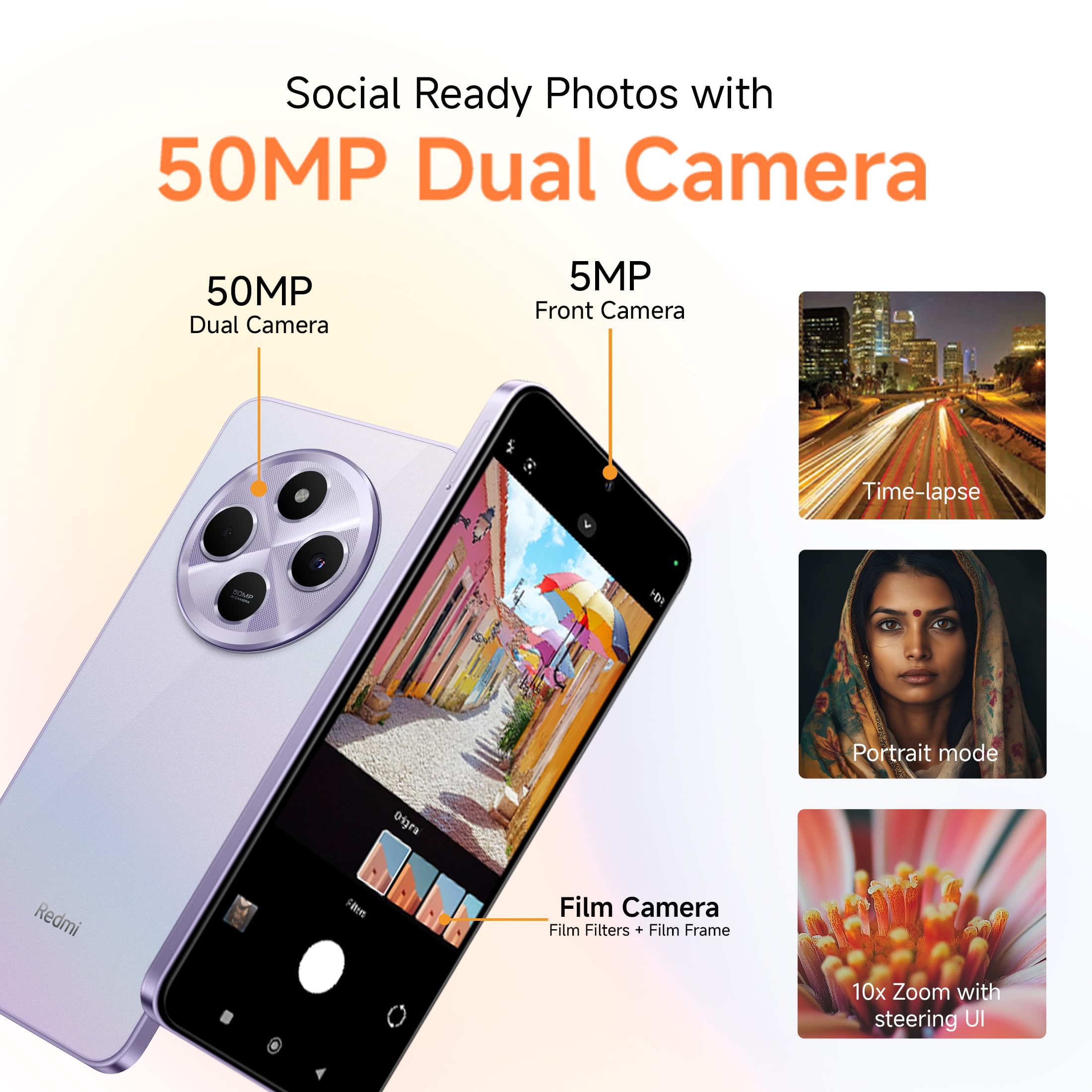 Redmi A4 5G (Sparkle Purple, 6GB RAM, 128GB Storage) | Global Debut SD 4s Gen 2 | Segment Largest 6.88in 120Hz | 50MP Dual Camera | 18W Fast Charging - Image 7
