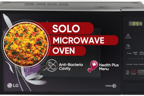 LG 20 L Solo Microwave Oven (MS2043BP, Black, Health plus Menu, I-Wave Technology, Indian Cuisine, Even Reheat & Defrost, Auto Cook Menu, Anti-Bacterial Cavity & Steam Clean)