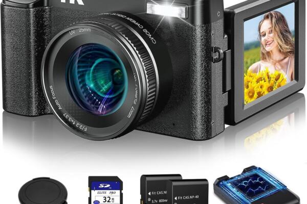 AiTechny 4K Digital Camera For Autofocus Photography, 48Mp 128 GB Vlogging Camera With Anti-Shake Sd Card, 3 Inch 180° Compact Video Camera For Travel, Digital Camera With 16X Zoom