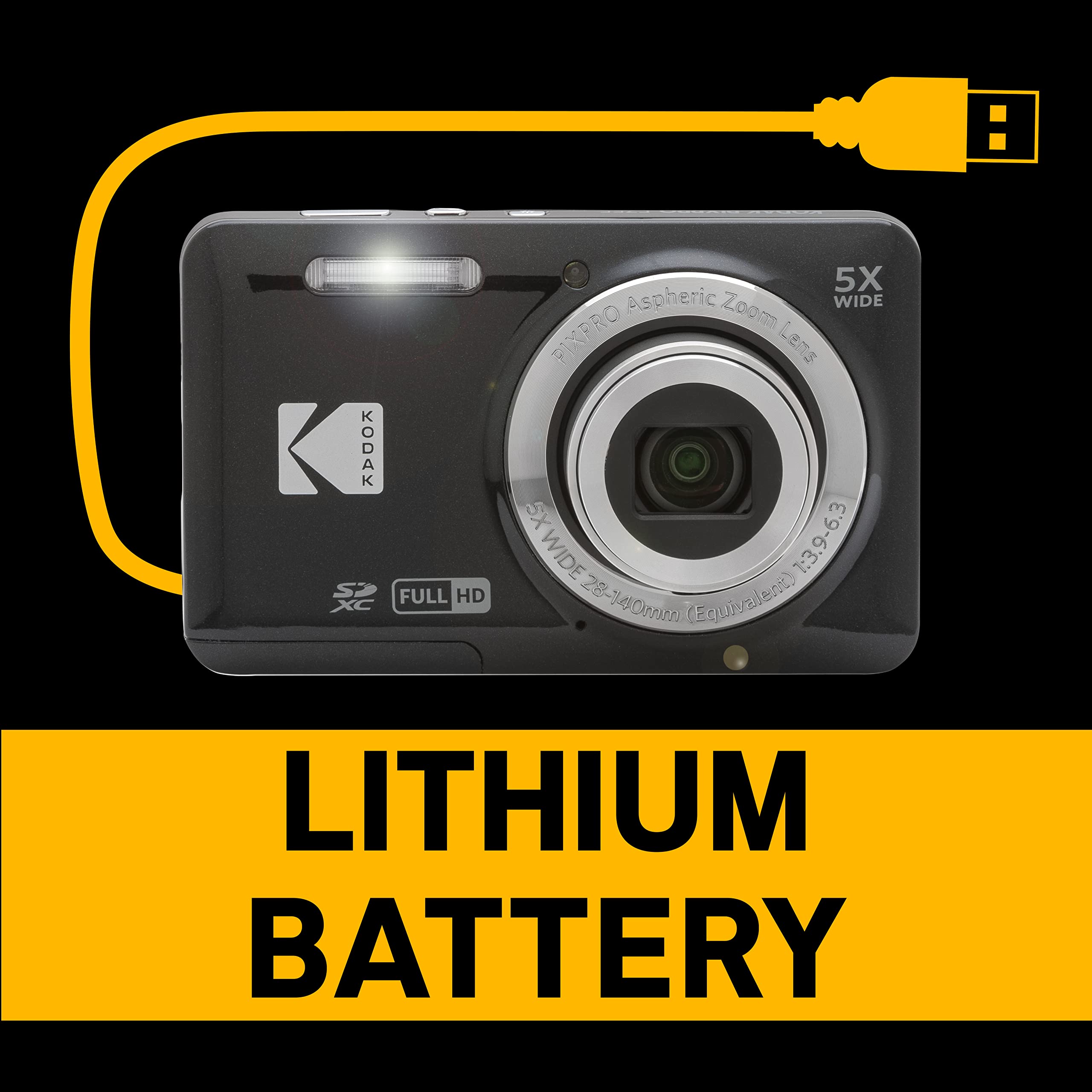 Kodak PIXPRO Friendly Zoom FZ55-BK 16MP Digital Camera with 5X Optical Zoom 28mm Wide Angle and 2.7" LCD Screen (Black) - Image 4