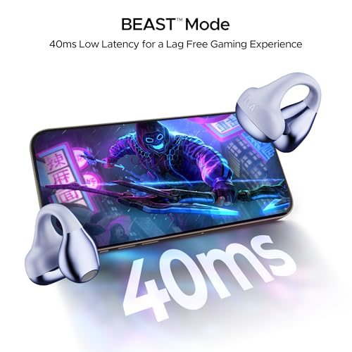 boAt Airdopes Loop Bluetooth in Ear Earbuds W/Clip-On Fit, Air Conduction Tech, 50HRS Battery, 4Mics Enx, Dual EQ Modes, 12Mm Drivers, 40Ms Latency,ASAP Charge,OWS Ear Buds Earphones(Lavender Mist) - Image 3