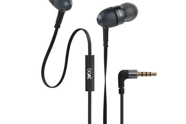 boAt BassHeads 225 in-Ear Super Extra Bass Wired Headphones, with Mic (Black)