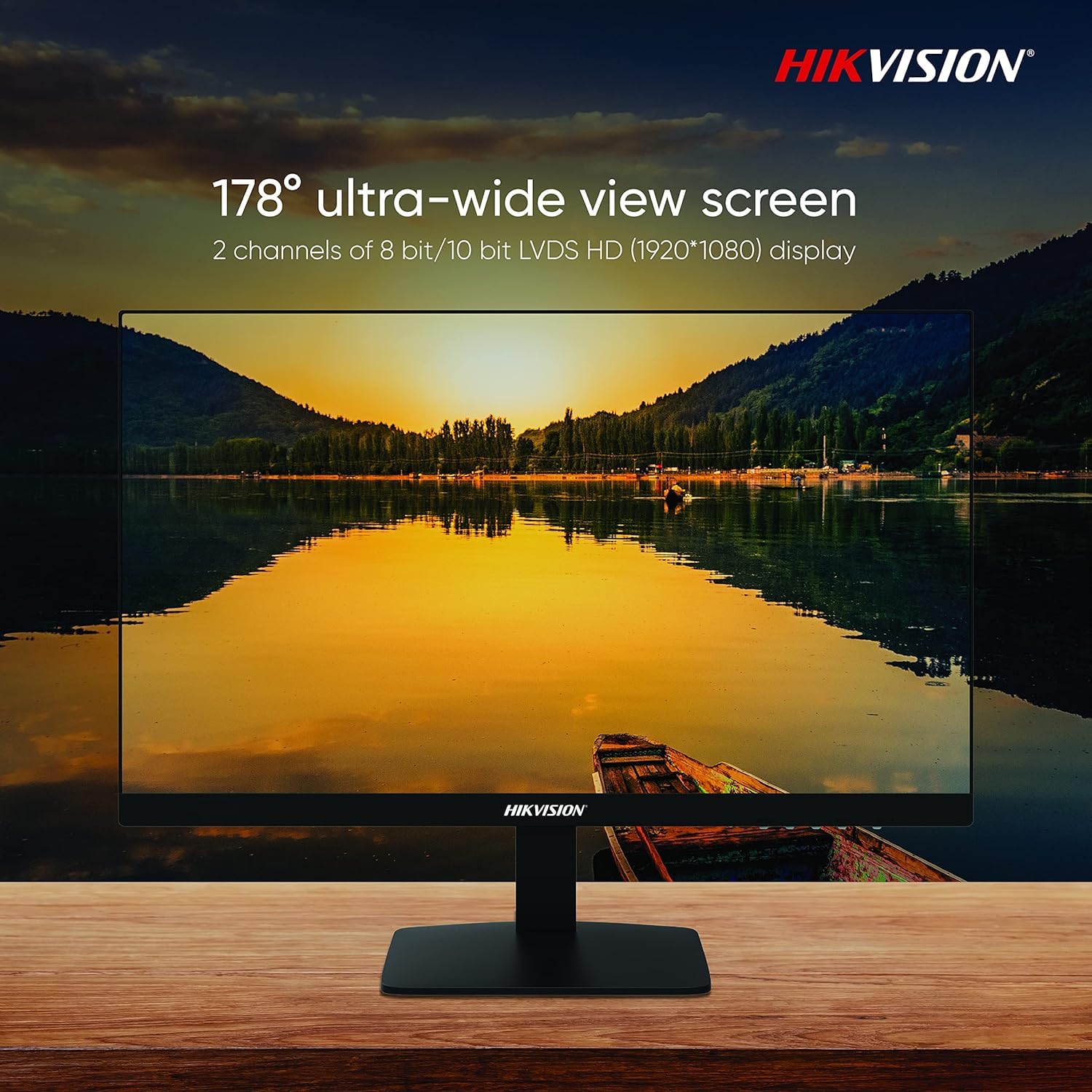 HIKVISION 21.5-inch FHD Monitor|178° Ultra-Wide View|HDMI and VGA|8 bit LVDS FHD (1920 × 1080) Display|3D Noise Reduction|Support VESA Wall Mount|Low Blue Light Design for Eye Care|DS-D5022QE-D|Black - Image 3