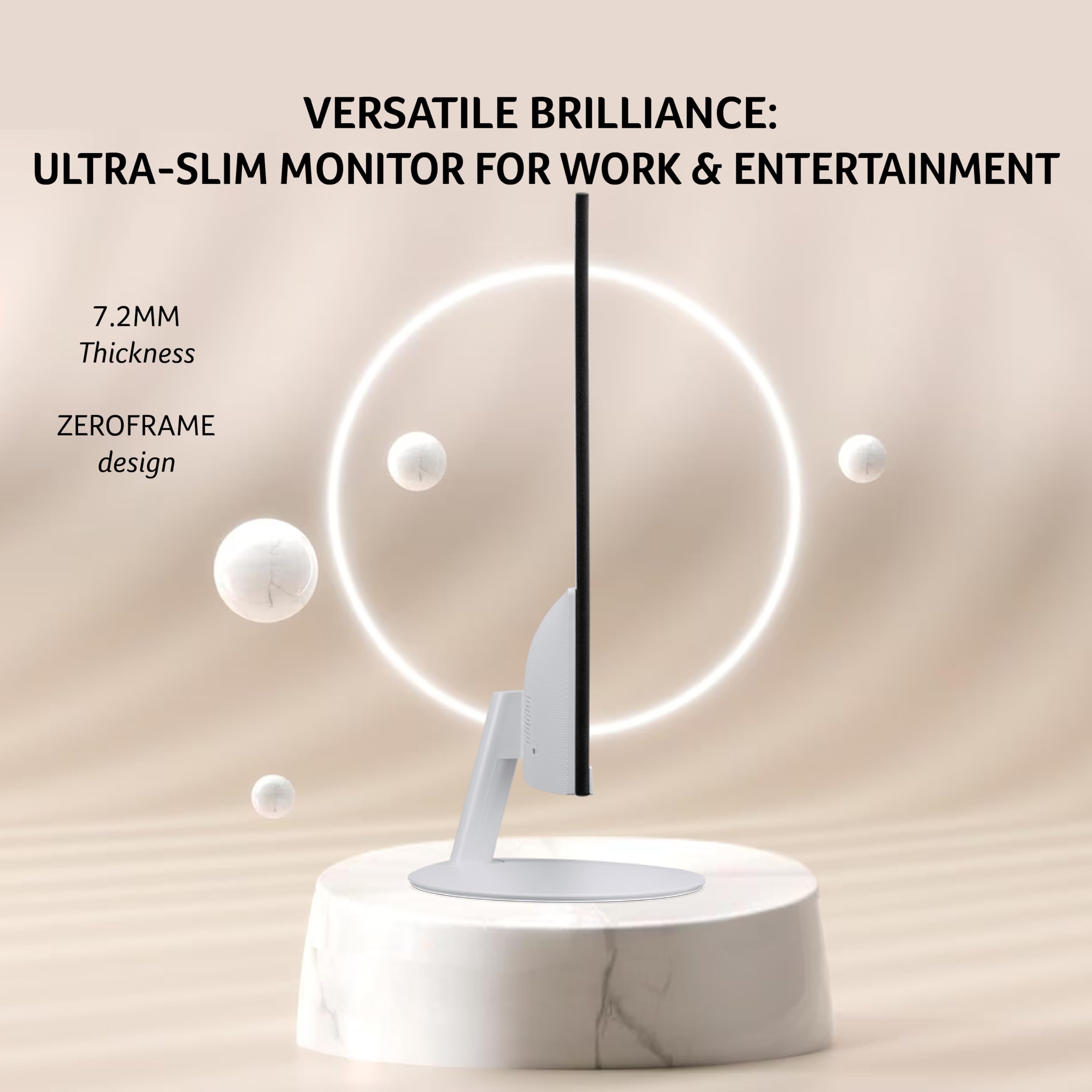 Acer SA222Q 21.5 Inch Full HD IPS Ultra Slim (7.2mm Thick) Backlight LED LCD Monitor I Zero Frame I 100Hz Refresh I 1 MS VRB I AMD Free Sync I 1xHDMI 1xVGA I Eye Care Features I Tilt Option I White - Image 6