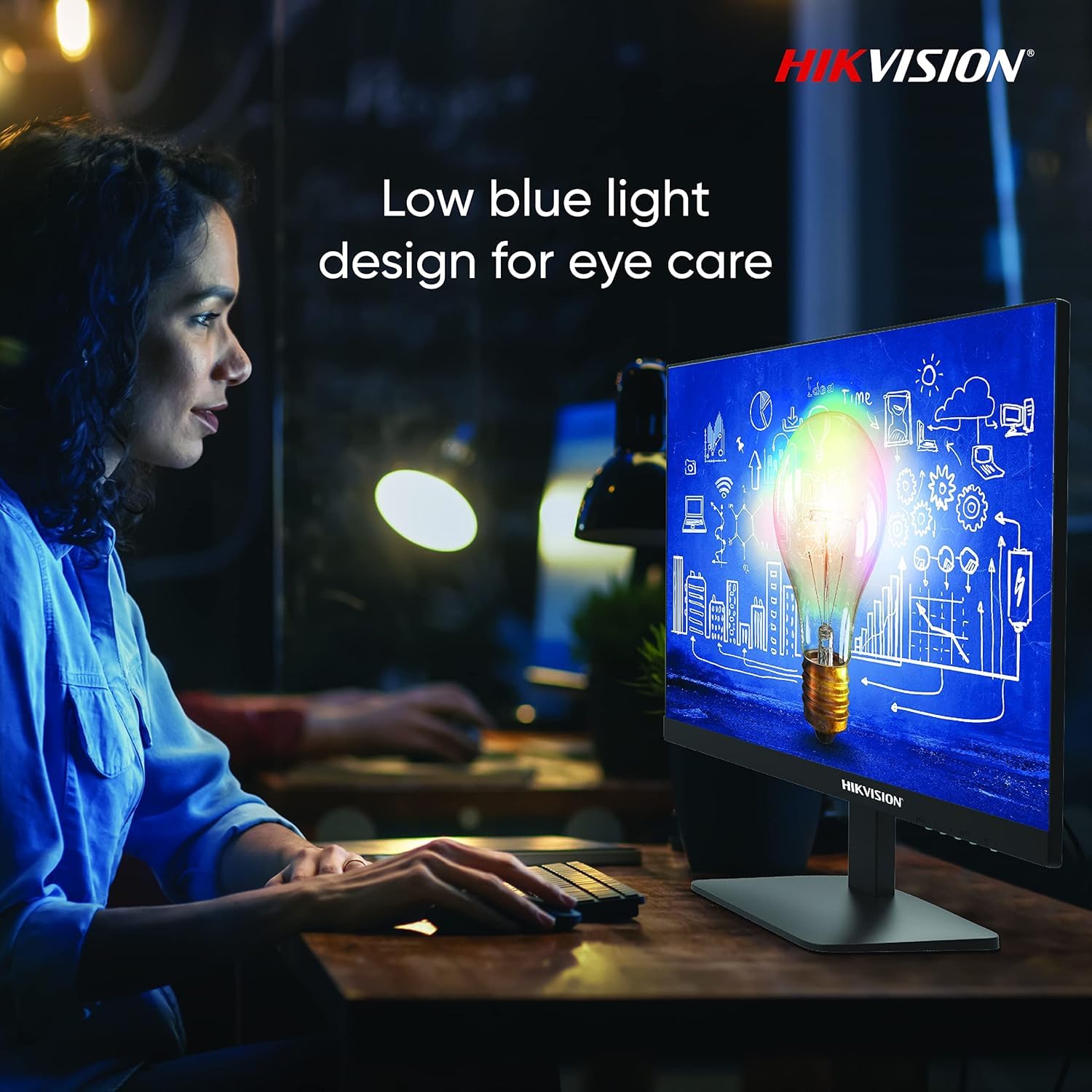 HIKVISION 21.5-inch FHD Monitor|178° Ultra-Wide View|HDMI and VGA|8 bit LVDS FHD (1920 × 1080) Display|3D Noise Reduction|Support VESA Wall Mount|Low Blue Light Design for Eye Care|DS-D5022QE-D|Black - Image 4