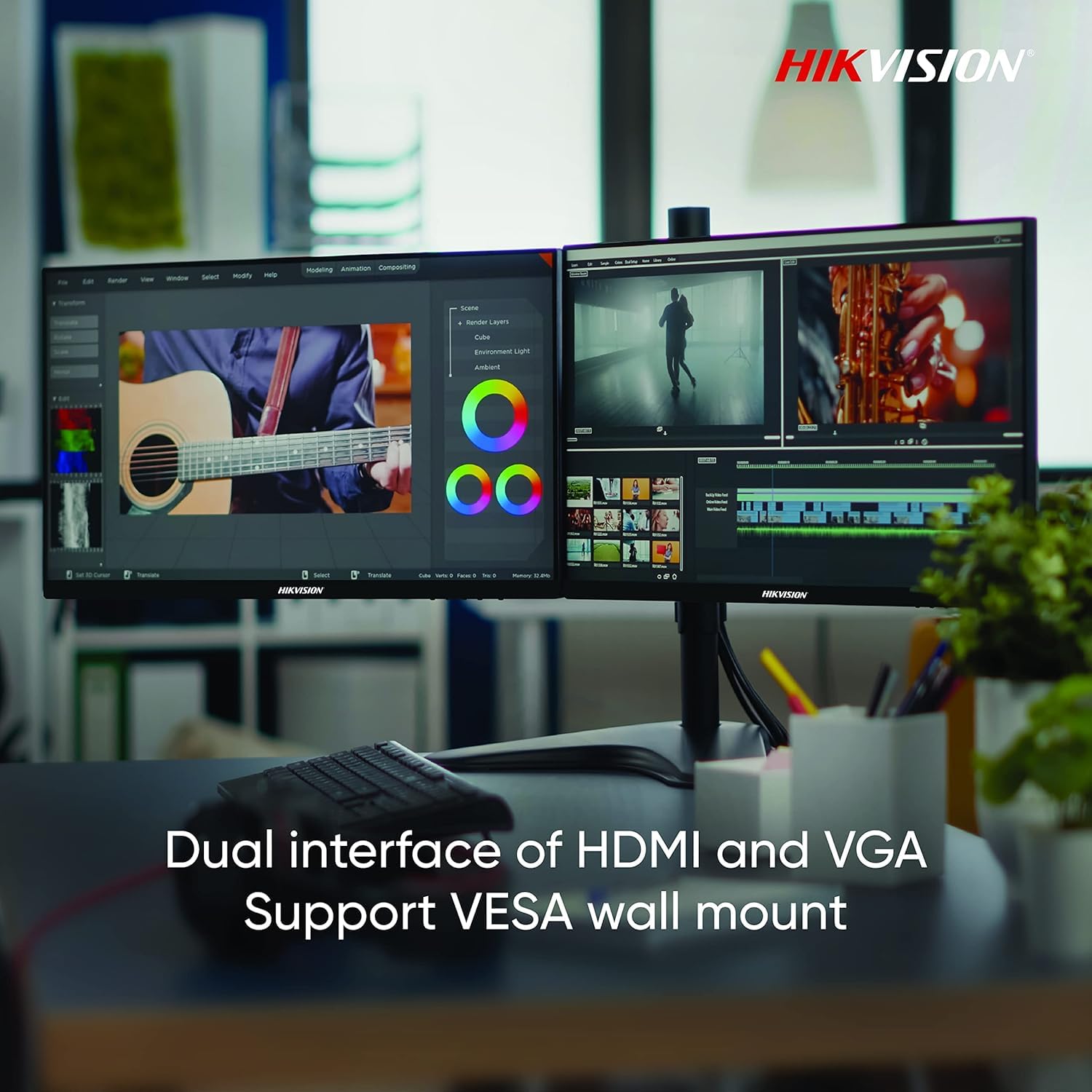 HIKVISION 21.5-inch FHD Monitor|178° Ultra-Wide View|HDMI and VGA|8 bit LVDS FHD (1920 × 1080) Display|3D Noise Reduction|Support VESA Wall Mount|Low Blue Light Design for Eye Care|DS-D5022QE-D|Black - Image 6