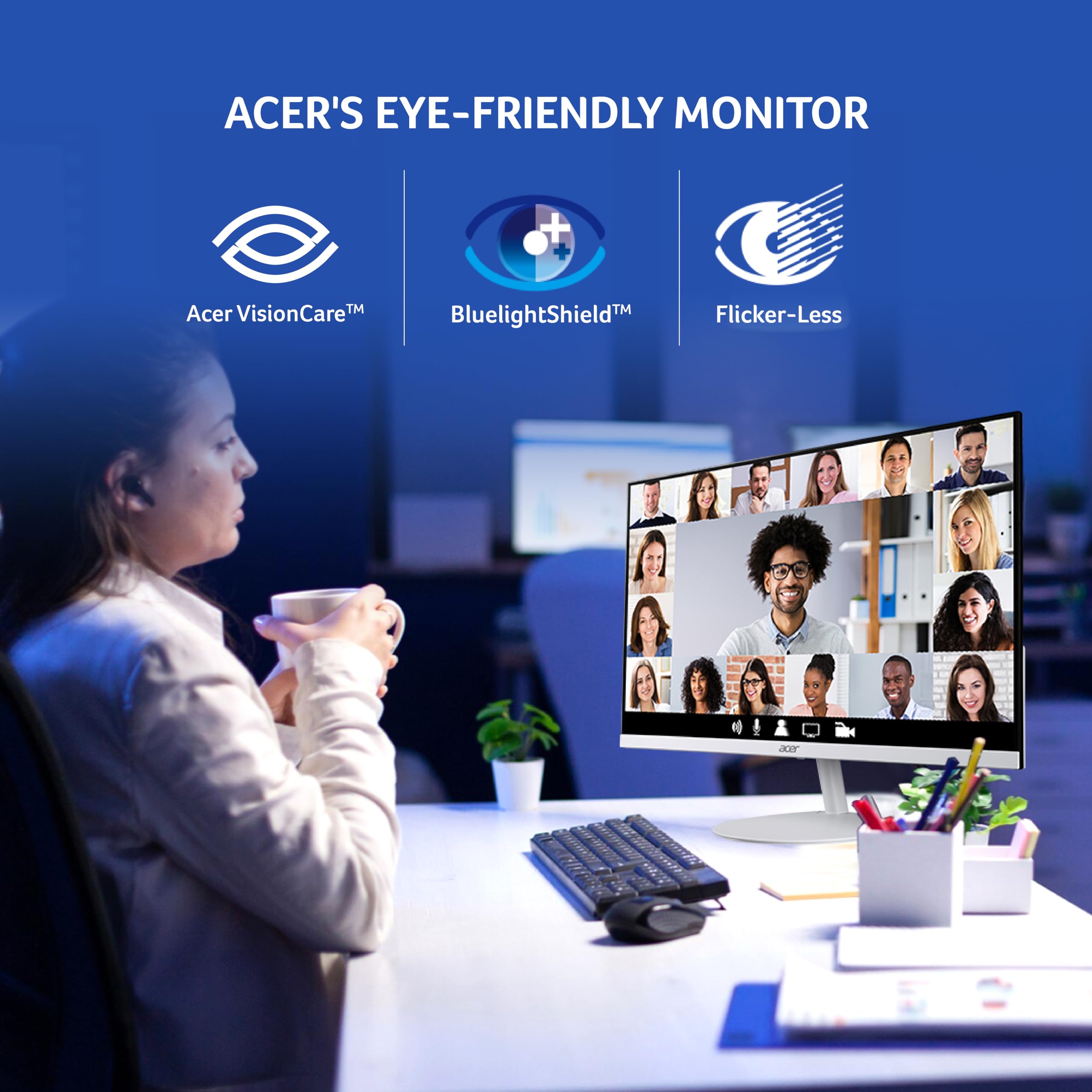 Acer SA222Q 21.5 Inch Full HD IPS Ultra Slim (7.2mm Thick) Backlight LED LCD Monitor I Zero Frame I 100Hz Refresh I 1 MS VRB I AMD Free Sync I 1xHDMI 1xVGA I Eye Care Features I Tilt Option I White - Image 7