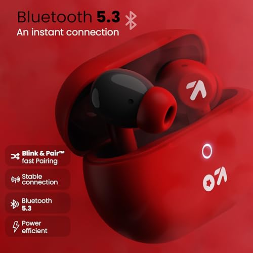 GOBOULT K40 True Wireless in Ear Earbuds with 48H Playtime, Clear Calling 4 Mics, 45ms Low Latency Gaming, 13mm Bass Drivers, Type-C Fast Charging, Bluetooth 5.3 Ear Buds (Berry Red) - Image 4