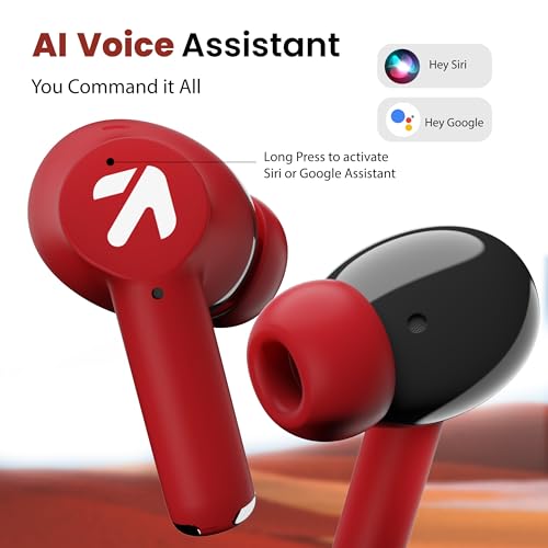 GOBOULT K40 True Wireless in Ear Earbuds with 48H Playtime, Clear Calling 4 Mics, 45ms Low Latency Gaming, 13mm Bass Drivers, Type-C Fast Charging, Bluetooth 5.3 Ear Buds (Berry Red) - Image 3