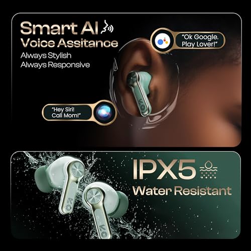 GOBOULT Raven in Ear TWS Earbuds with 70H Playtime, App Support, Quad Mic ENC, Dual Device Pairing, 10mm Bass Driver, 50ms Ultra Low Latency, Bluetooth 5.4 Wireless Earbuds (Ice Mint) - Image 2