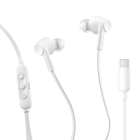 Belkin SoundForm Active Noise Cancelling Earbuds Wired with USB C Connector, IPX5-Rated, in-Ear Earphones w/Microphone for iPhone 17/16/15, iPad mini, Galaxy S25, Google Pixel 10, & More - White