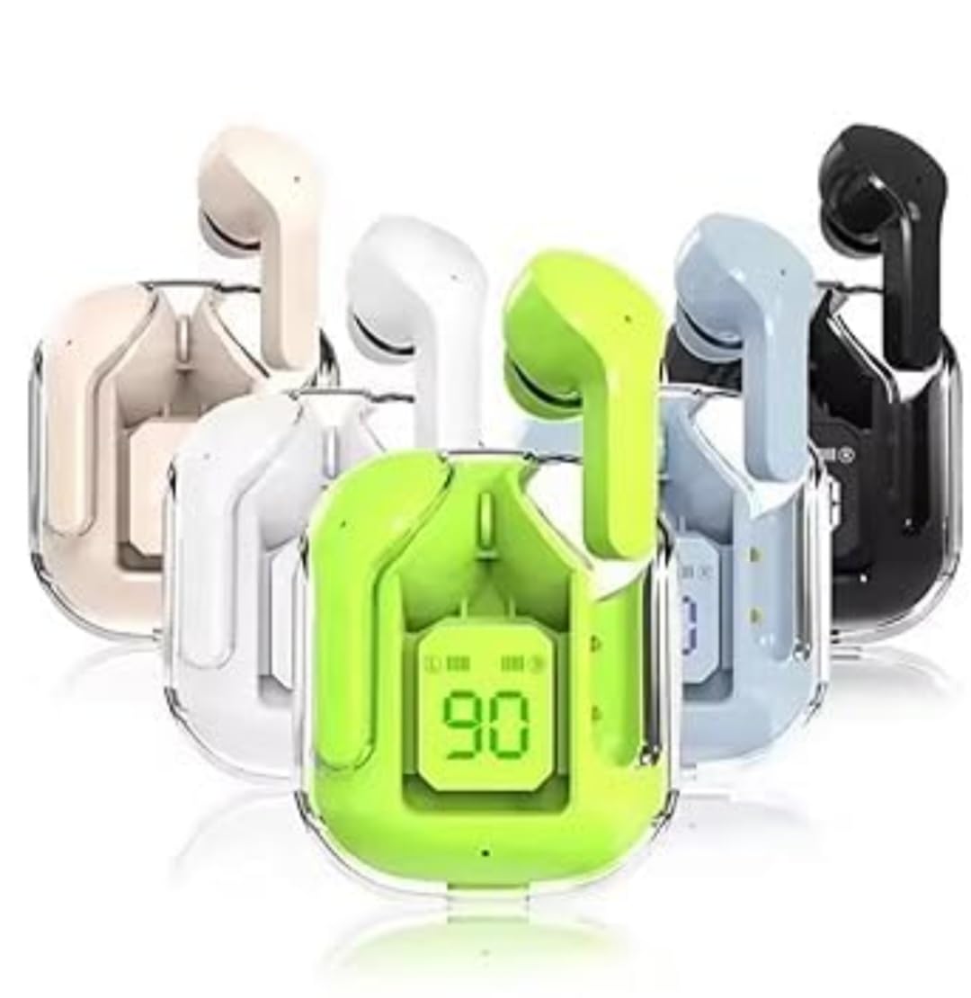 2-in-1 Wireless Earbuds Charging Stand with Digital Display, White, Compatible with Apple AirPods, LED Temperature Screen, Desktop Holder