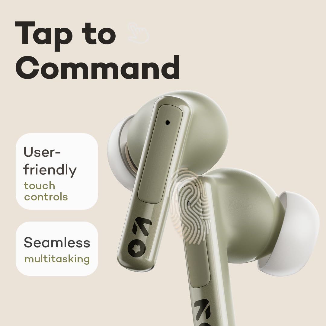 GOBOULT W60 with 60H Playtime, Zen Quad Mic ENC, 50ms Xtreme Low Latency, Made in India, Type-C Fast Charging, 13mm Driver, IPX5 Combat Gaming Mode,TWS Ear Buds Wireless (Green) - Image 4