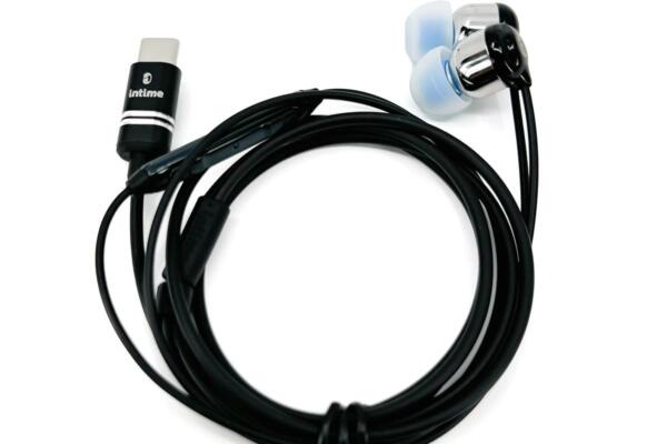 intime Earphones, Wired Aoi NEO, Real Black, Blue, In-Ear USB TYPE-C, 3.5mm Plug (Real Black, USB-C)