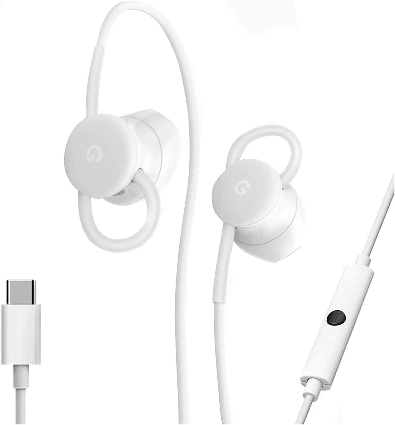 Google In Ear Earbuds Wired Headset USB-C, Comfortable Fit, Inline Controls, Compatible with Type-C Phones - White (Retail) - Image 6