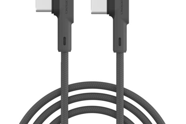 Portronics Konnect L 60W PD Type C to Type C Mobile Charging Cable, 1.2M, Fast Data Sync, Tangle Resistant, TPE+Nylon Braided(Grey)