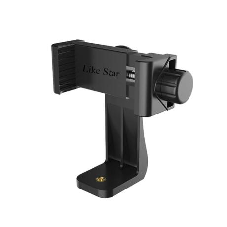 Like Star 360° Degree Mobile Phone Holder with Universal 1/4 Screw Adjustable Clamp Mobile Tripod Mount Adapter Compatible with Smartphones & TripodsnSelfie Stick (Black)