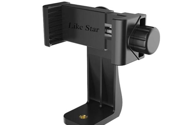 Like Star 360° Degree Mobile Phone Holder with Universal 1/4 Screw Adjustable Clamp Mobile Tripod Mount Adapter Compatible with Smartphones & TripodsnSelfie Stick (Black)