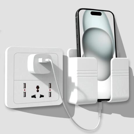 WALLVIEW TECH Wall Mounted Mobile Holder Storage Case for Remote, Wall Mounted Mobile Stand/Multi Purpose Stand with Hole for Smartphones Charging-(IQ White)