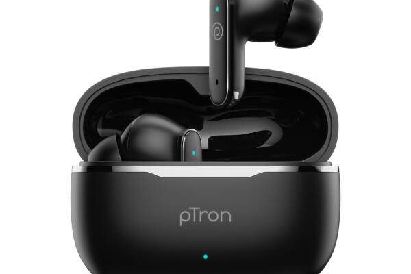 pTron Bassbuds Eon in-Ear TWS Earbuds w/ 13mm Drivers, 45Hrs Playtime, Dual HD Mic & TruTalk AI-ENC Calls, Custom EQ,Mobile App, Bluetooth v6.0 Headphones,Voice Assist., Type C Charging & IPX5 (Black)