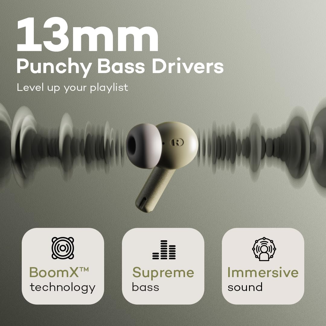 GOBOULT W60 with 60H Playtime, Zen Quad Mic ENC, 50ms Xtreme Low Latency, Made in India, Type-C Fast Charging, 13mm Driver, IPX5 Combat Gaming Mode,TWS Ear Buds Wireless (Green) - Image 6
