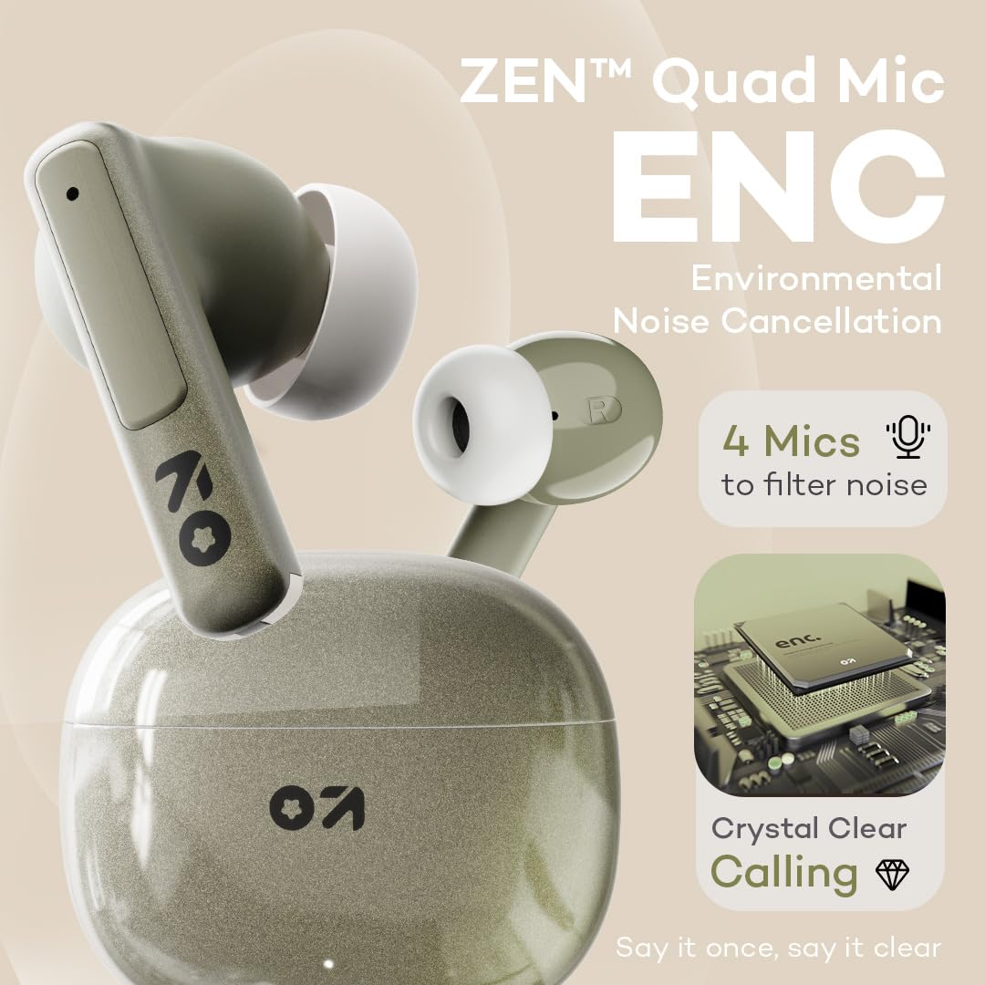 GOBOULT W60 with 60H Playtime, Zen Quad Mic ENC, 50ms Xtreme Low Latency, Made in India, Type-C Fast Charging, 13mm Driver, IPX5 Combat Gaming Mode,TWS Ear Buds Wireless (Green) - Image 8