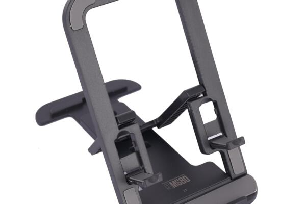 ZEBRONICS MS80 Mobile Holder with Adjustable Height, 10°- 50° Multiangle Adjustment, Foldable Design, Anti Skid Base, Matte Finish, Lightweight and 4 Adjustable Levels (Black)