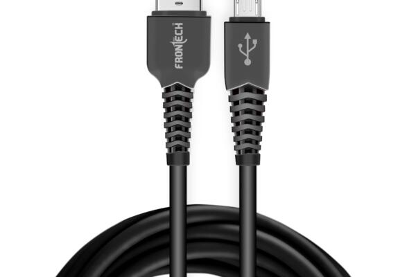 FRONTECH 17W / 3.4A Super Fast Charging 1M PVC USB to V8 Data Cable for Smartphones, Tablets, Laptops & other Micro USB V8 Devices, Charging and Data Sync (1038 - Black)