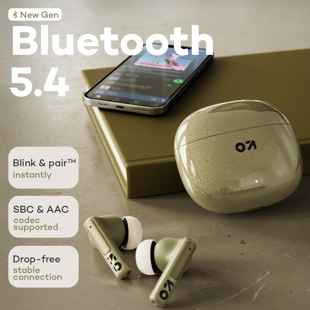 GOBOULT W60 with 60H Playtime, Zen Quad Mic ENC, 50ms Xtreme Low Latency, Made in India, Type-C Fast Charging, 13mm Driver, IPX5 Combat Gaming Mode,TWS Ear Buds Wireless (Green) - Image 5