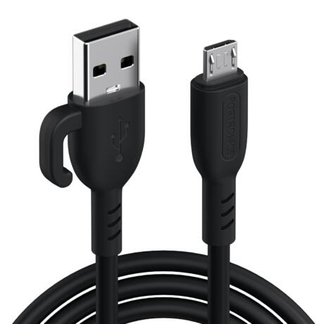 Portronics Konnect Core 3 USB-A to Micro Fast Charging Cable for Smartphones,Tablets, Speakers, Laptops & Other Micro USB Devices,Inbuilt Cable Management Hook,3.0A Max Output,Fast Data Sync(Black)