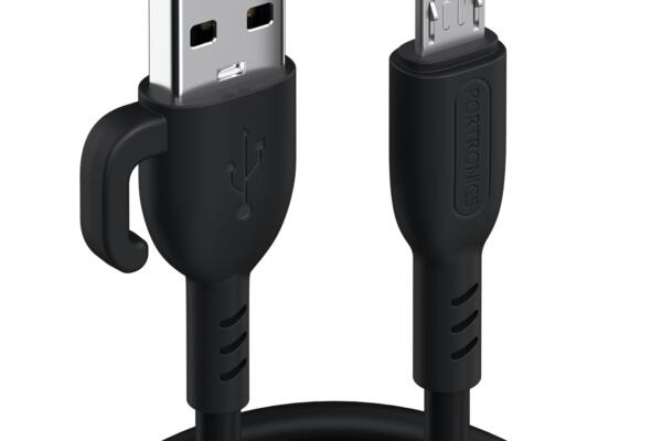 Portronics Konnect Core 3 USB-A to Micro Fast Charging Cable for Smartphones,Tablets, Speakers, Laptops & Other Micro USB Devices,Inbuilt Cable Management Hook,3.0A Max Output,Fast Data Sync(Black)