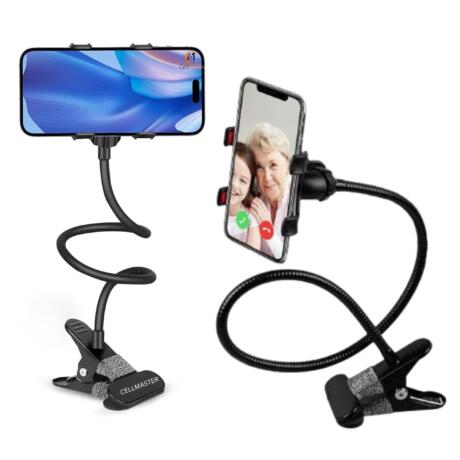 CELLMASTER Metal 360 Degree Flexible Portable Foldable -Lazy Stand Bracket Cell Phone Holder/Gooseneck Long Arm Clip Mobile Stand for Table Mobile Stand for Bed Office