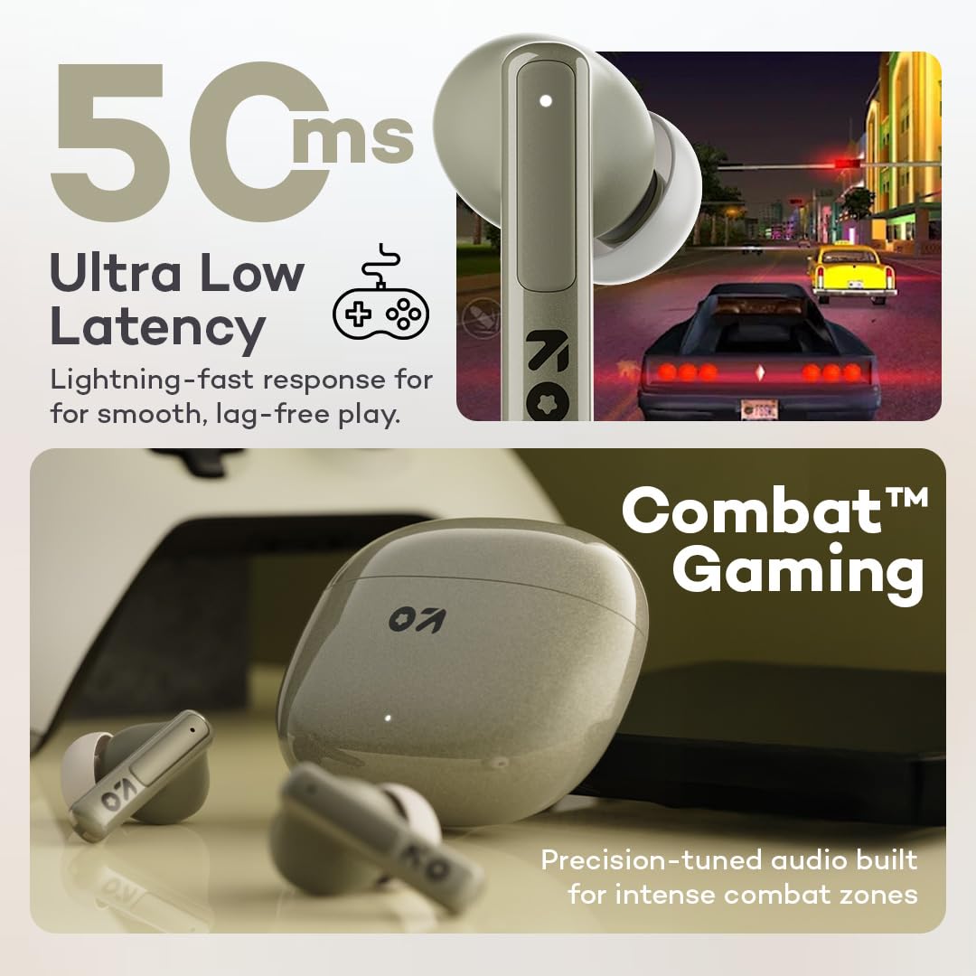 GOBOULT W60 with 60H Playtime, Zen Quad Mic ENC, 50ms Xtreme Low Latency, Made in India, Type-C Fast Charging, 13mm Driver, IPX5 Combat Gaming Mode,TWS Ear Buds Wireless (Green) - Image 7