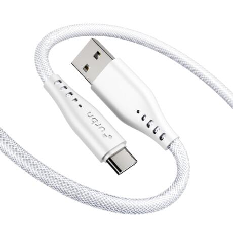URBN Flow Cord 25W Super Fast Charging Cable | USB-A to Type C | Supports Apple Car Play & Android Auto| Super Fast Charging and Data Transfer | Nylon Braided 1.5 Meter | 6 Months Warranty (White)