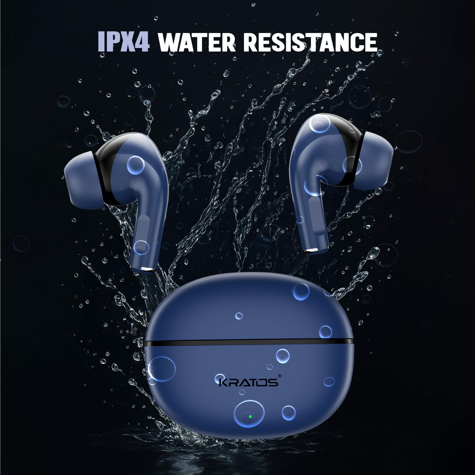 Kratos Pop Ear Buds Wireless with 50H Playtime, Noise Isolation & Clear Calls, Bluetooth Earbuds with Voice Assistant, Ear Buds with Bluetooth V 5.3 & with Type C Fast Charging, IPX4 TWS Earphones - Image 6