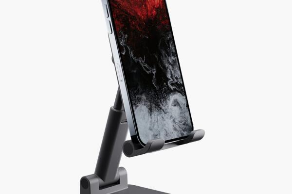 Ambrane Multipurpose Tabletop Mobile Stand | Adjustable Angle & Height| Universal Holder for iPhone, Samsung, OnePlus & All Smartphones | Portable, Anti-Skid | for Home, Office, Bed & Gifting (Black)