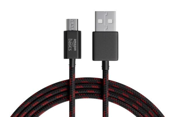 amazon basics Type A to Micro USB Braided Cable | 3A/18W Fast Charging and 480 Mbps Data Transfer Speed | 1.2m, Tangle Free Cable