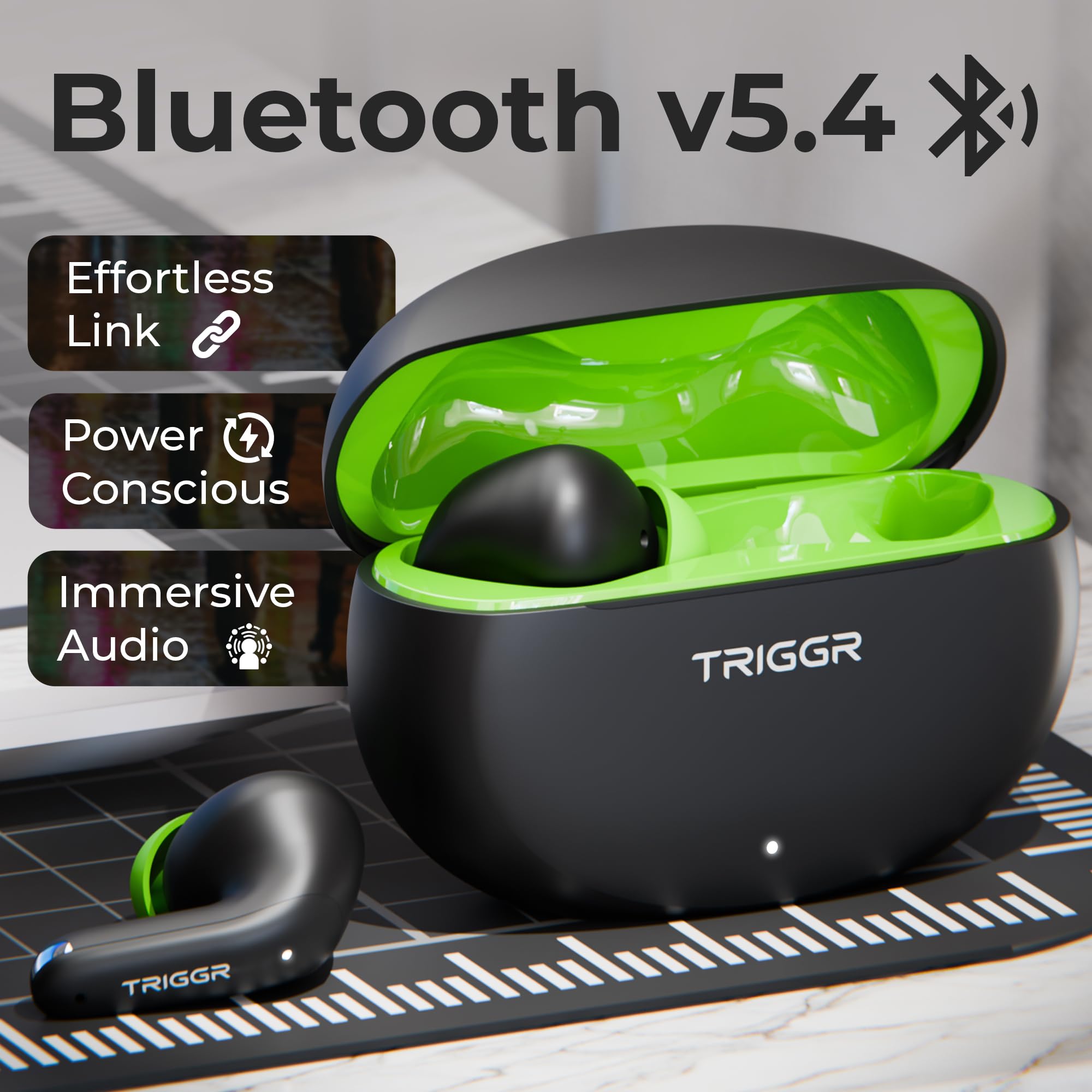 TRIGGR Ultrabuds N3 with Crisp Calling, 50H Playtime, 13mm Drivers, BassXpand Bluetooth (Black Mantis, in The Ear) - Image 7