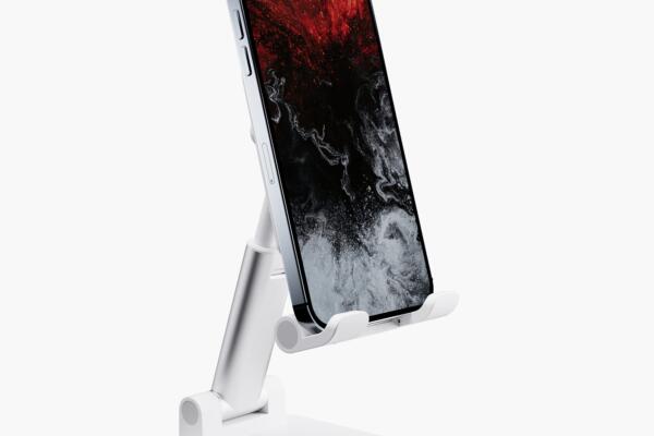 Ambrane Mobile Holding Tabletop Stand, 0-135 Perfect View, Height Adjustment, Wide Compatibility, Multipurpose, Anti-Skid Design (Twistand, White)