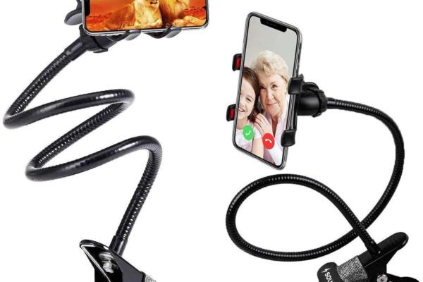 Sounce Mobile Stand Holder Metal Built - Cell Phone Stand Perfect for Video Table Online Class Home Bed Flexible Charging Hand Bike Movie Office Gift Desktop Heavy Duty Lazy Mount Multi Angle Clamp