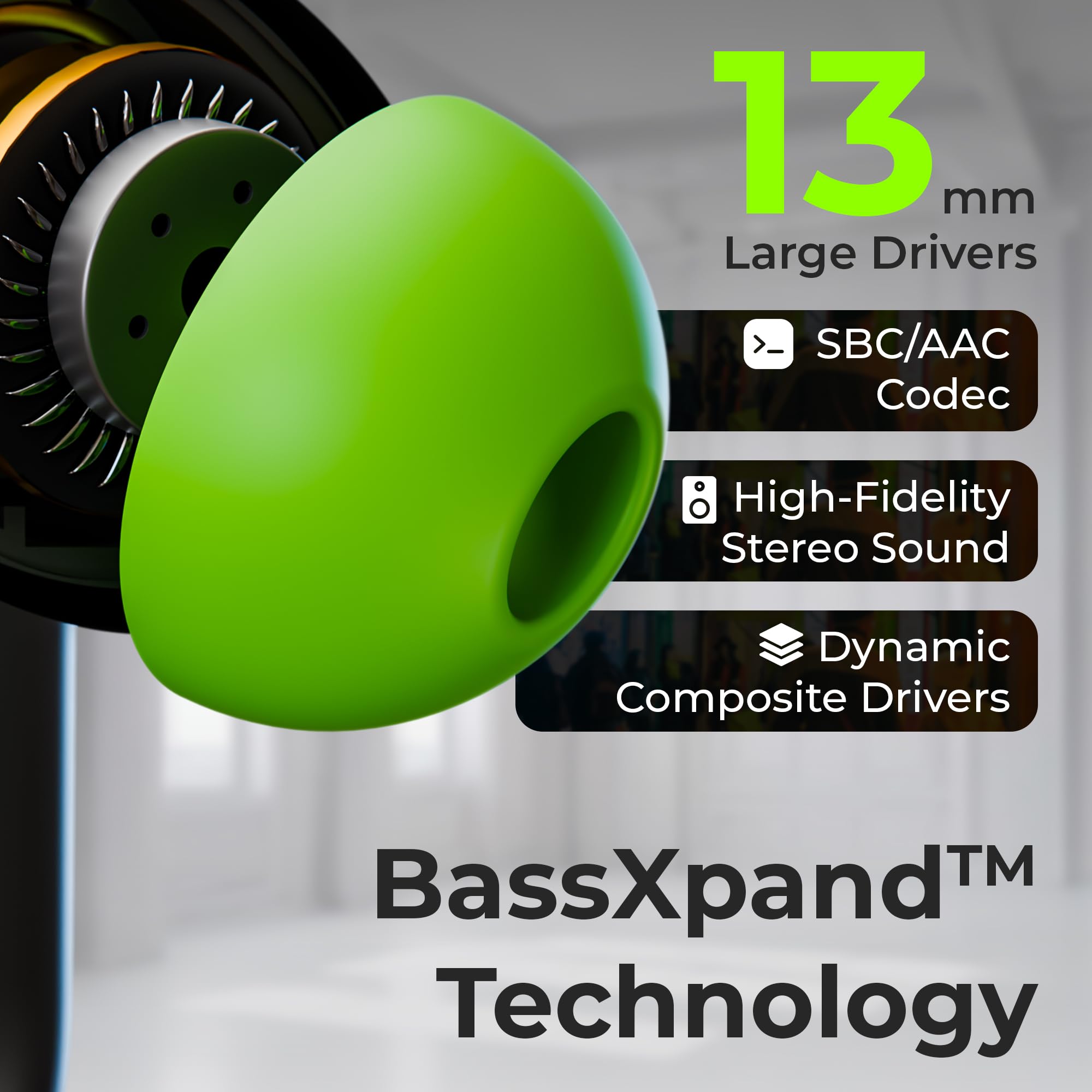TRIGGR Ultrabuds N3 with Crisp Calling, 50H Playtime, 13mm Drivers, BassXpand Bluetooth (Black Mantis, in The Ear) - Image 6