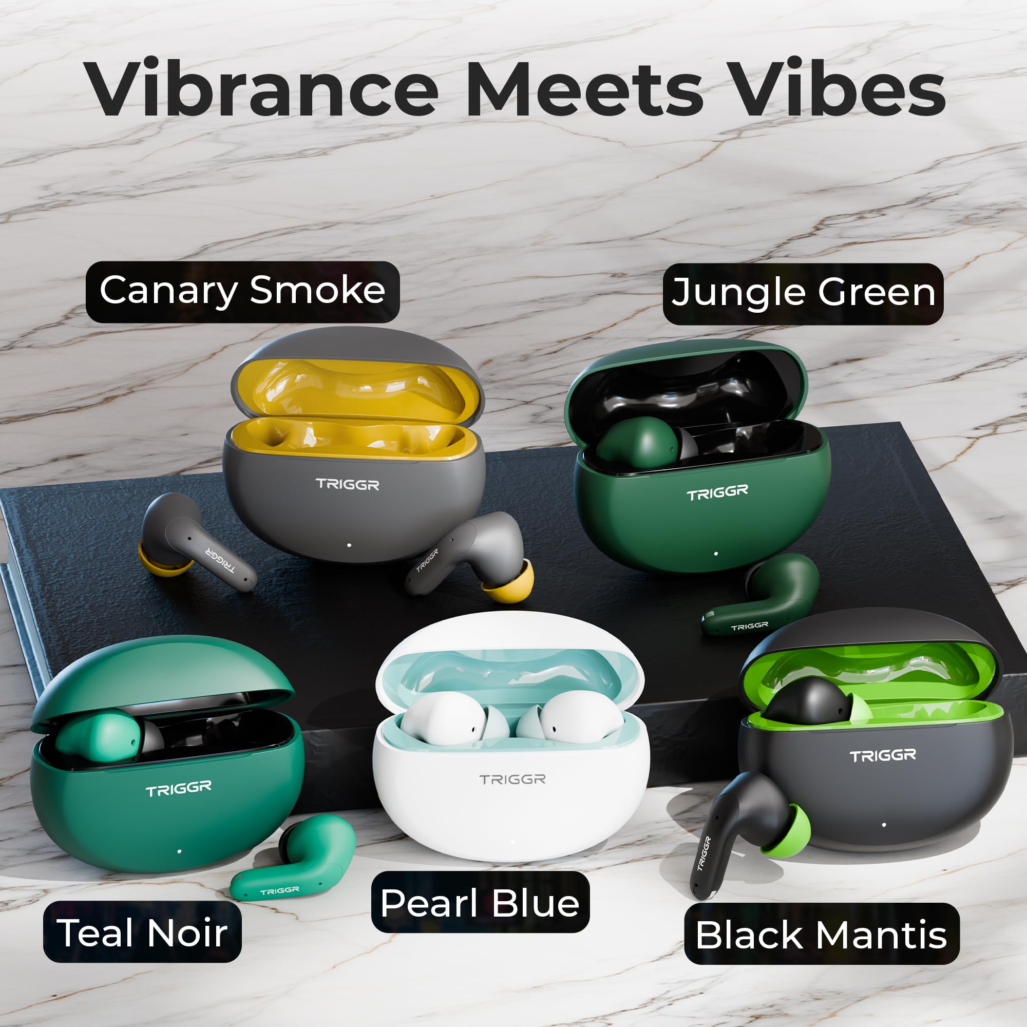 TRIGGR Ultrabuds N3 with Crisp Calling, 50H Playtime, 13mm Drivers, BassXpand Bluetooth (Black Mantis, in The Ear) - Image 2